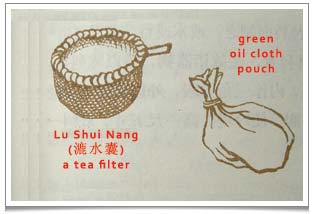 Lu Yu Chajing Chapter 4: 'Lu Shui Nang', a filter used when pouring boiled tea for drinking.